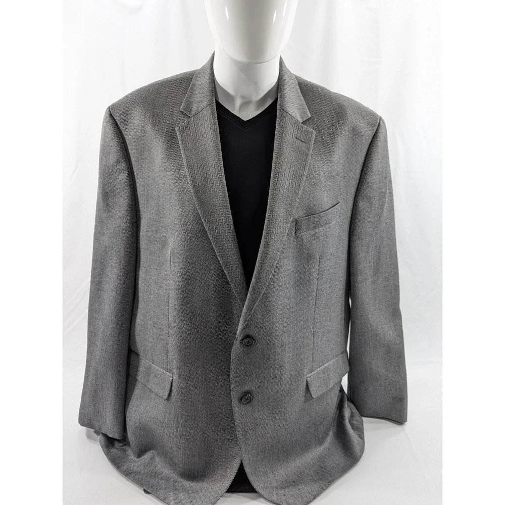 Chaps Ralph Lauren Blazer Sports Suit Jacket Polyester‎ Blend 48R Herringbone